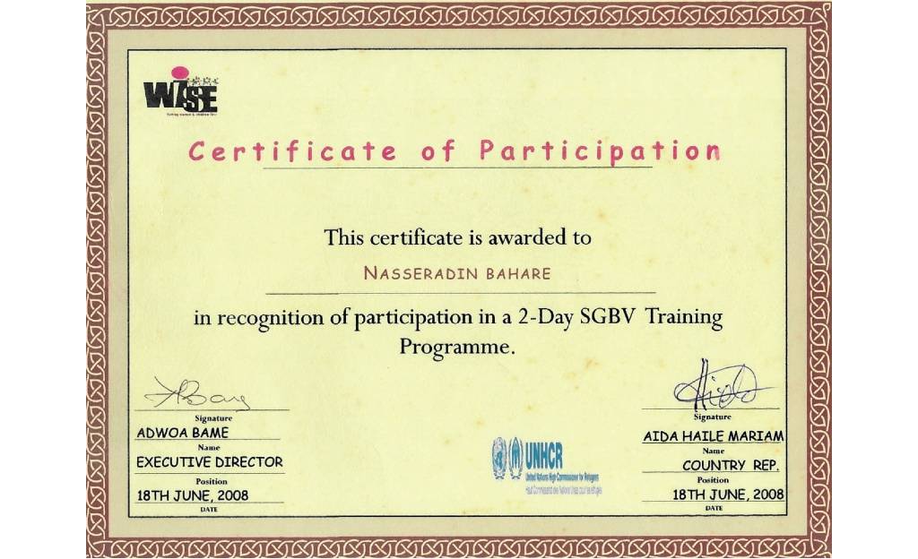 SGBV Training Certificate