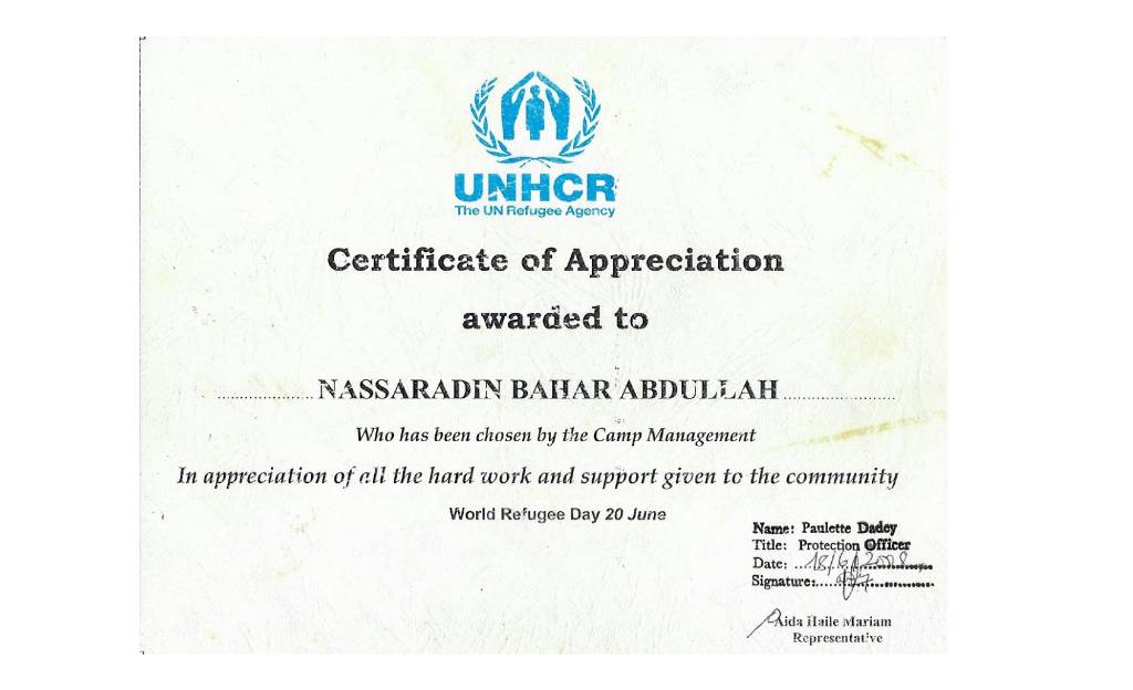 UNHCR Community Service Appreciation