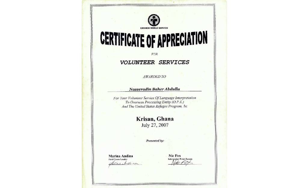 Certificate 1 Volunteer Interpretation Service